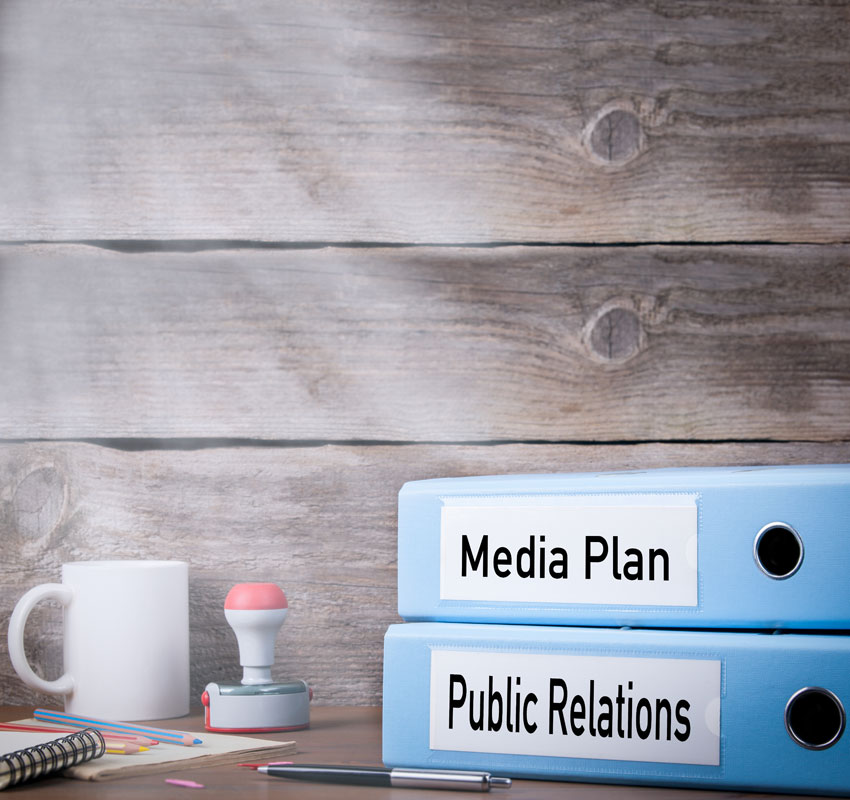 Two binders on desk in the office. Business background